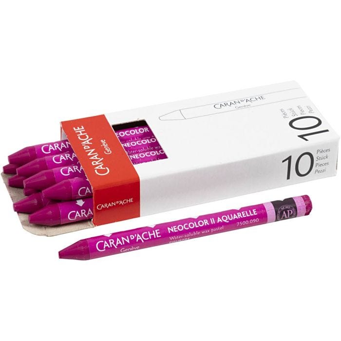CARAN D’ACHE Neocolor II, L: 10 cm, dikte 8,5 mm, crimson (090), 10 stuk/ 1 doos