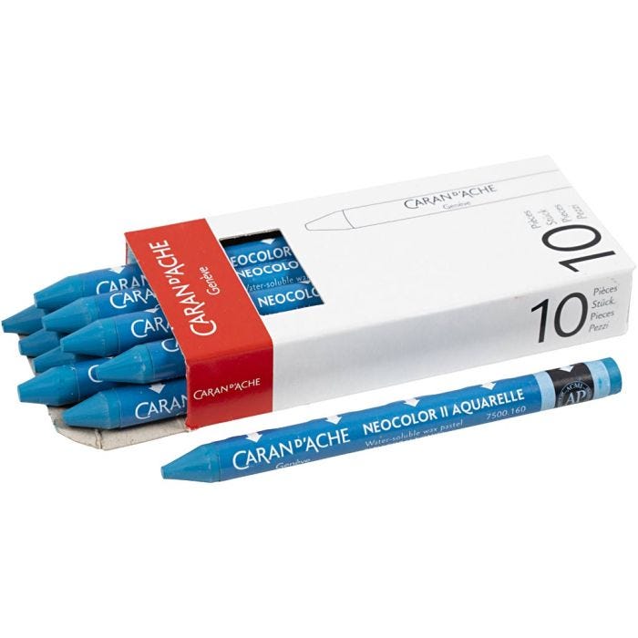 CARAN D’ACHE Neocolor II, L: 10 cm, dikte 8,5 mm, cobalt blue (160), 10 stuk/ 1 doos