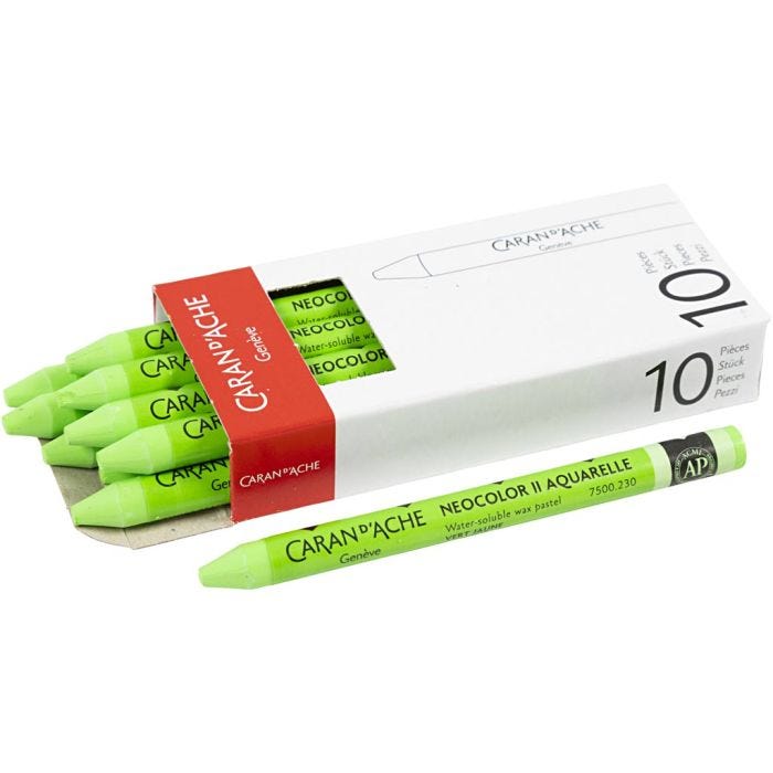 CARAN D’ACHE Neocolor II, L: 10 cm, dikte 8,5 mm, yellow green (230), 10 stuk/ 1 doos