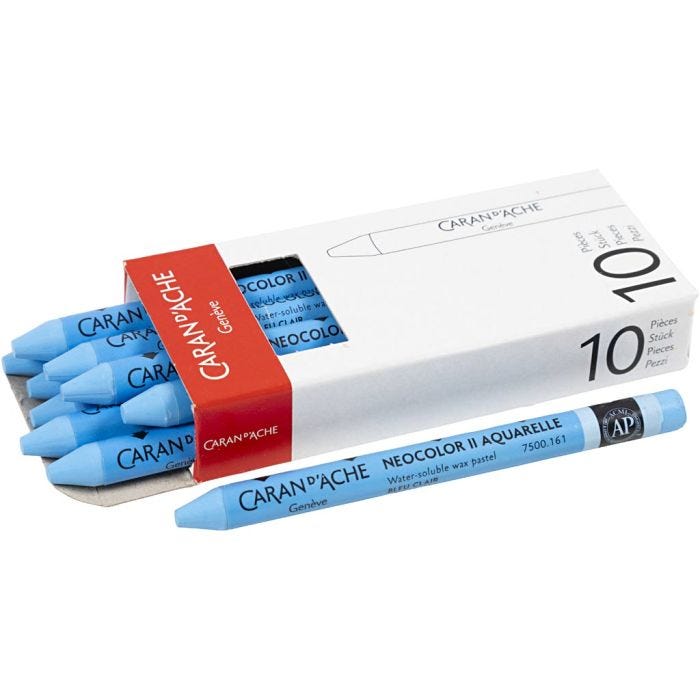 CARAN D’ACHE Neocolor II, L: 10 cm, dikte 8,5 mm, light blue (161), 10 stuk/ 1 doos