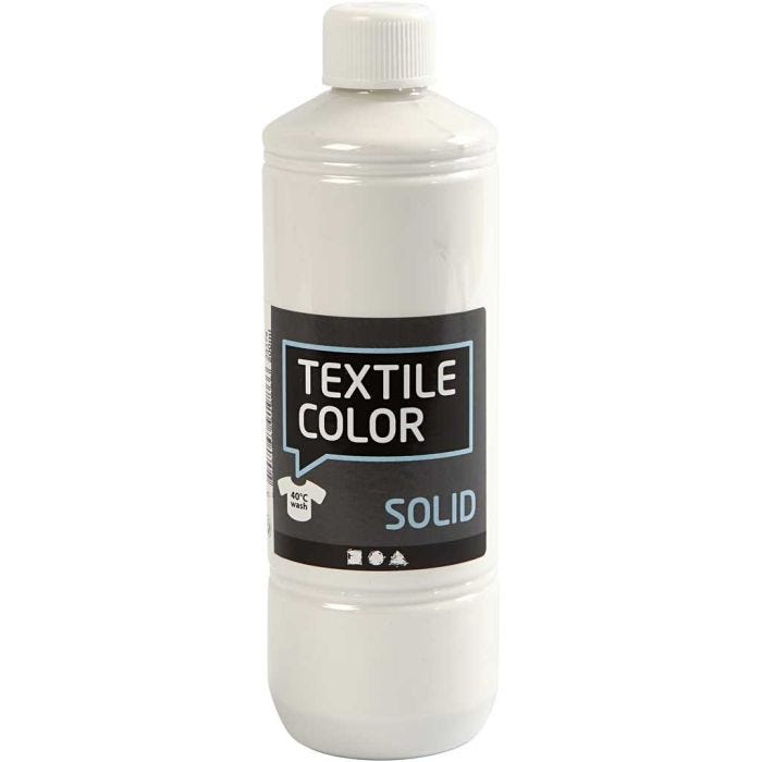 Textielkleur, dekkend, dek wit, 500 ml/ 1 fles