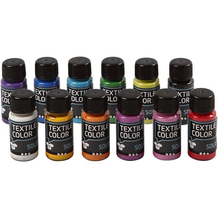 Textielkleur, dekkend, diverse kleuren, 12x50 ml/ 1 doos