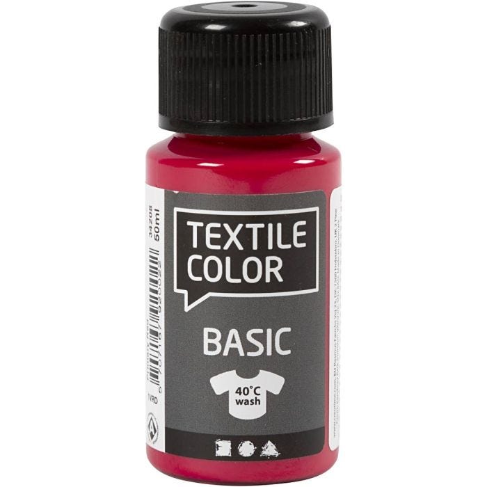 Textielkleur, primair rood, 50 ml/ 1 fles