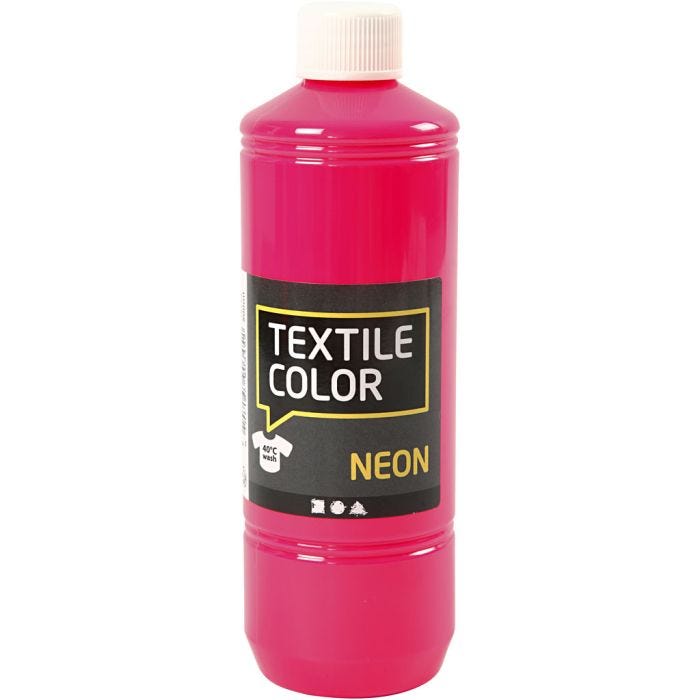 Textielkleur, neon roze, 500 ml/ 1 fles