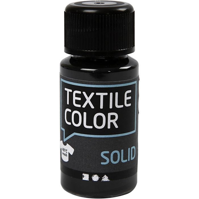 Textielkleur, dekkend, zwart, 50ml/ 1 fles
