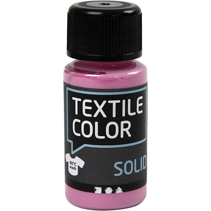 Textielkleur, dekkend, roze, 50ml/ 1 fles