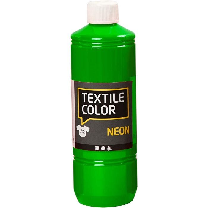 Textielkleur, neon groen, 500 ml/ 1 fles