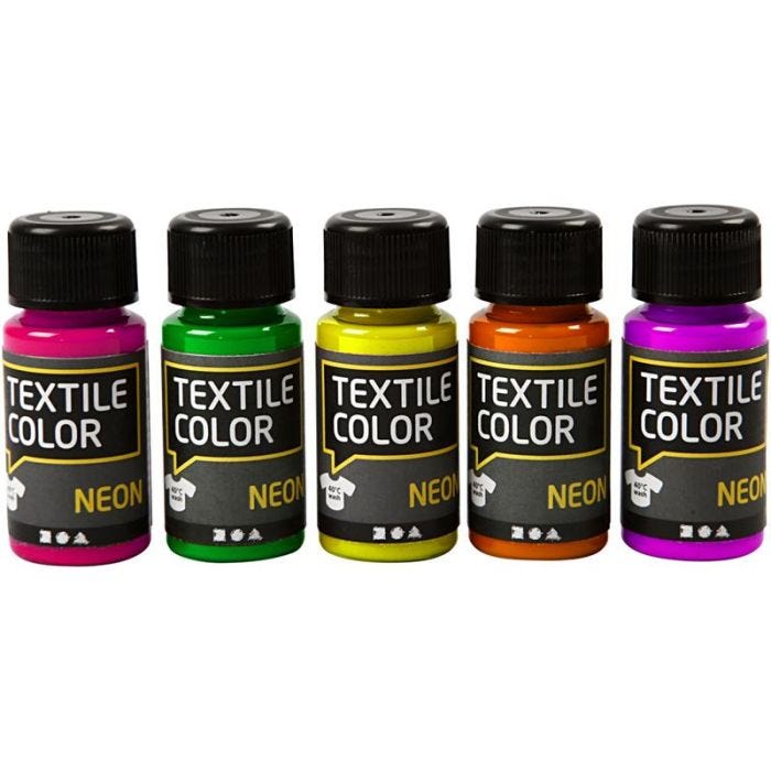 Textielkleur, diverse kleuren, 5x50 ml/ 1 doos