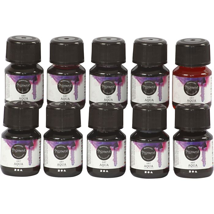 Vloeibare Aquarelverf, diverse kleuren, 10x30 ml/ 1 doos
