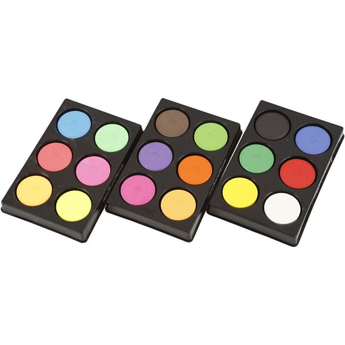 Waterverf, H: 16 mm, d 44 mm, neon kleuren, extra kleuren, 1 doos