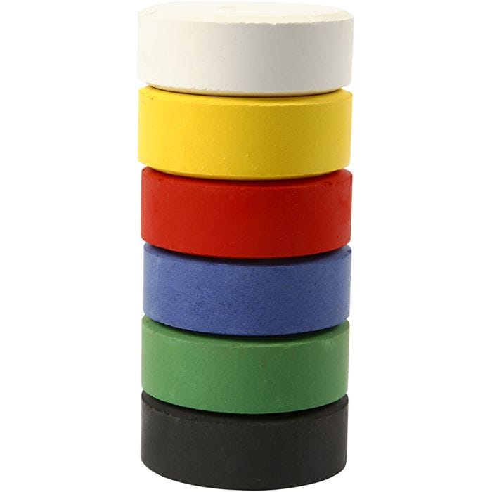 Waterverf, H: 16 mm, d 44 mm, primair kleuren, 6 stuk/ 1 doos