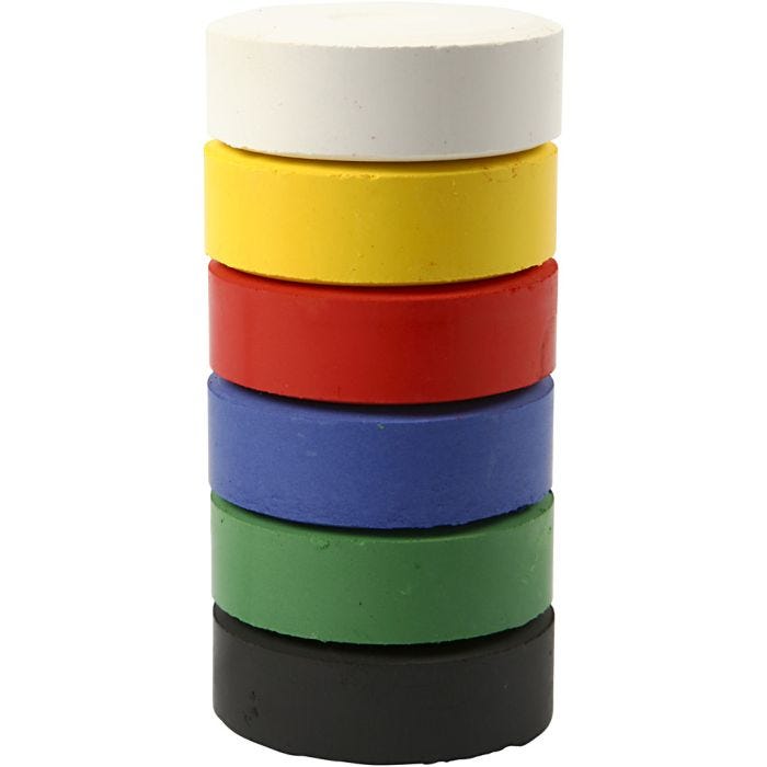 Waterverf, H: 19 mm, d 57 mm, primair kleuren, 6 stuk/ 1 doos