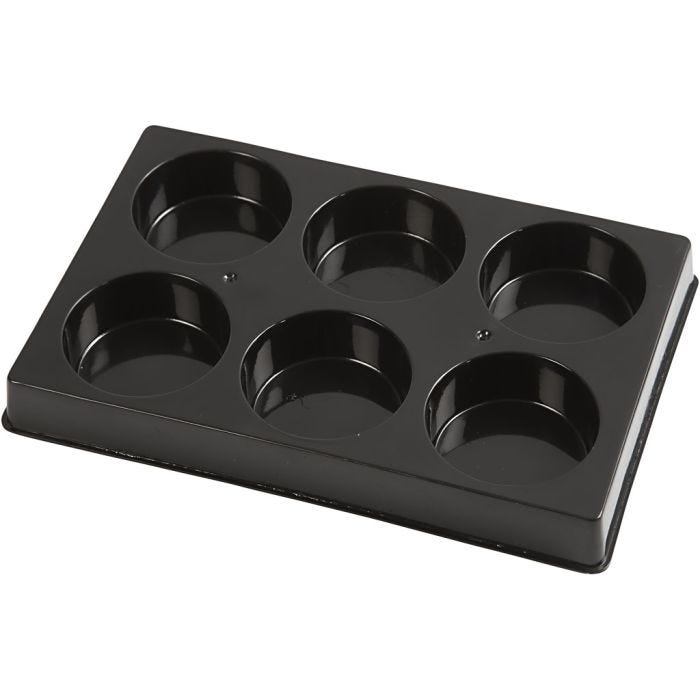 Waterverf palet, d 57 mm, afm 15x21 cm, zwart, 1 stuk