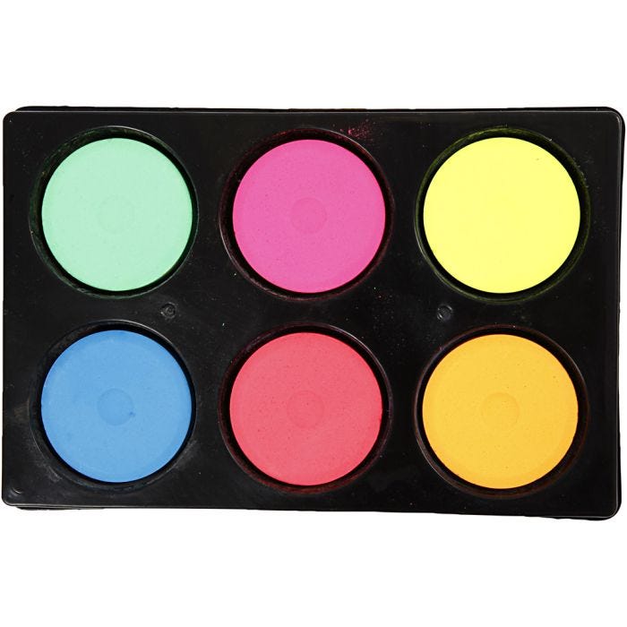 Waterverf, H: 16 mm, d 44 mm, neon kleuren, 1 doos