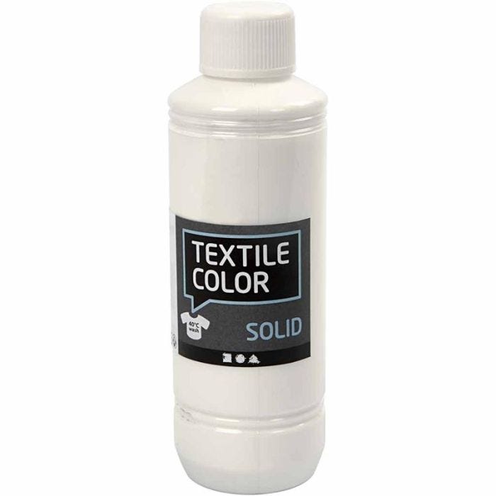 Textielkleur, dekkend, wit, 250ml/ 1 fles