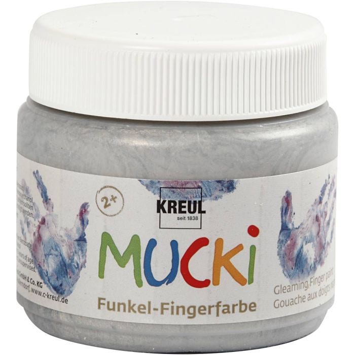 Mucki Vingerverf, zilver metallic, 150ml/ 1 Doosje