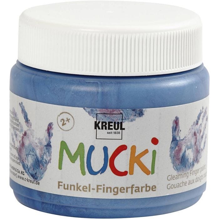 Mucki Vingerverf, metallic blauw, 150ml/ 1 Doosje