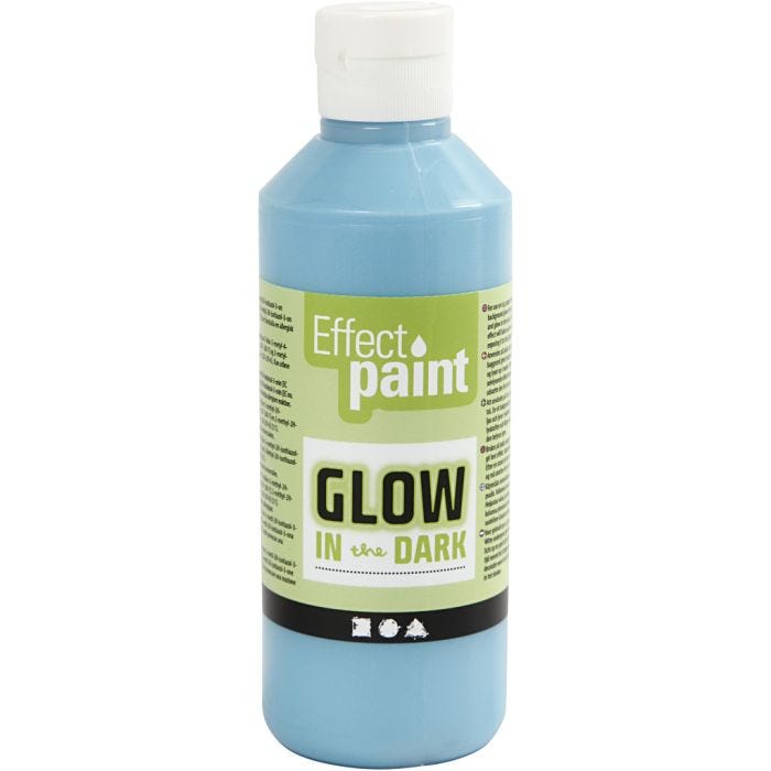 Glow in the Dark, fluorescerende lichtblauw, 250ml/ 1 fles