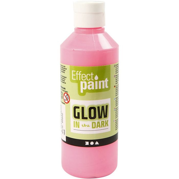 Glow in the Dark, fluorescerende lichtrood, 250ml/ 1 fles