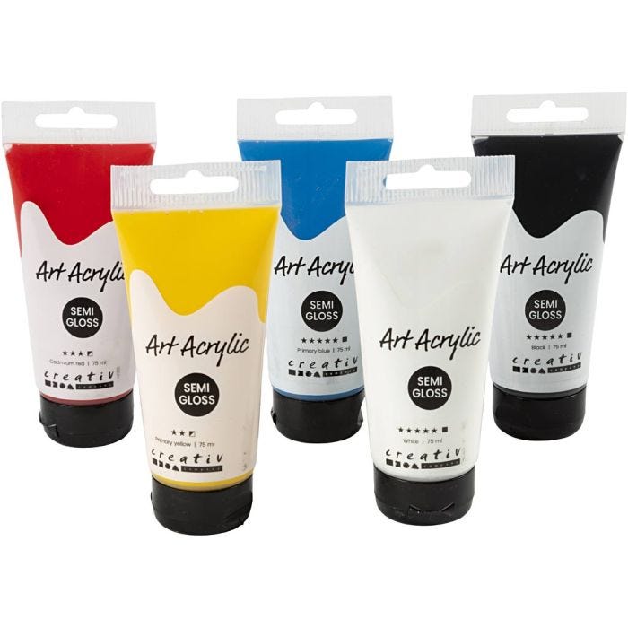 Acryl Verf, Color School, semi-glanzend, diverse kleuren, 5x75 ml/ 1 doos