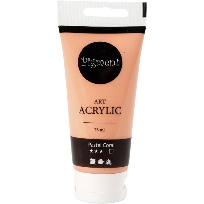 Acryl Verf, semi-glanzend, dekkend, licht beige, 75 ml/ 1 fles