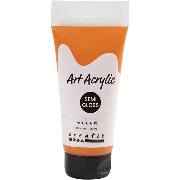 Acryl Verf, semi-glanzend, semi-dekkend, oranje, 75 ml/ 1 fles