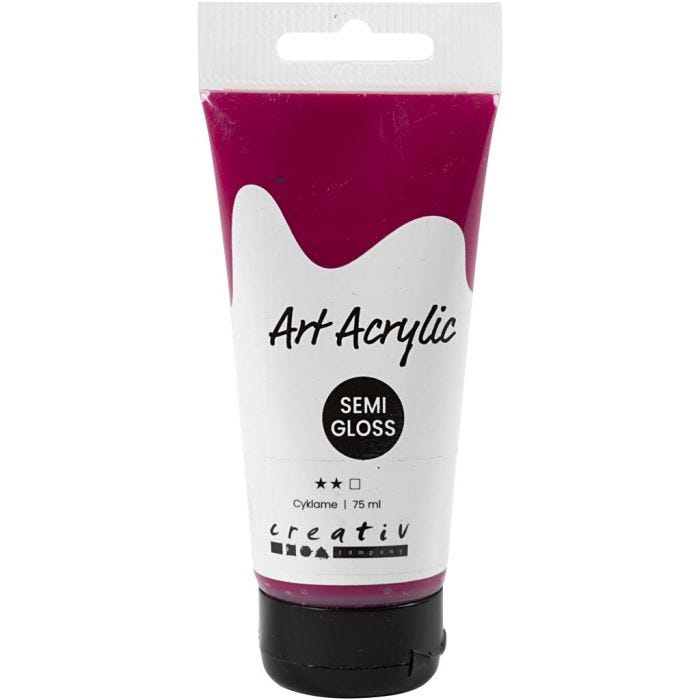 Acryl Verf, semi-glanzend, transparant, cyklame, 75 ml/ 1 fles