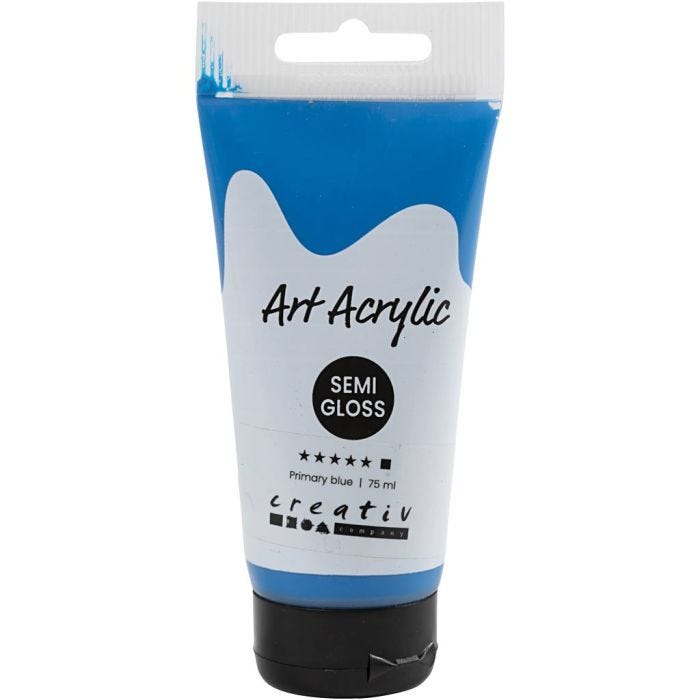 Acryl Verf, semi-glanzend, dekkend, primair blauw, 75 ml/ 1 fles