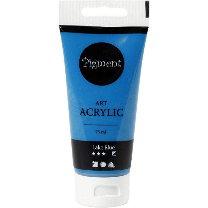 Acryl Verf, semi-glanzend, semi-dekkend, lake blue, 75 ml/ 1 fles