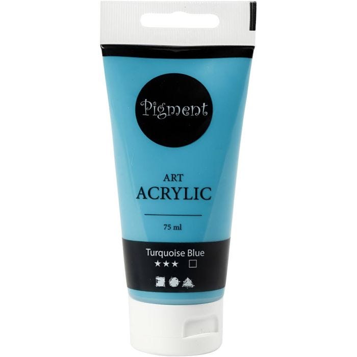 Acryl Verf, semi-glanzend, dekkend, turquoise blue, 75 ml/ 1 fles