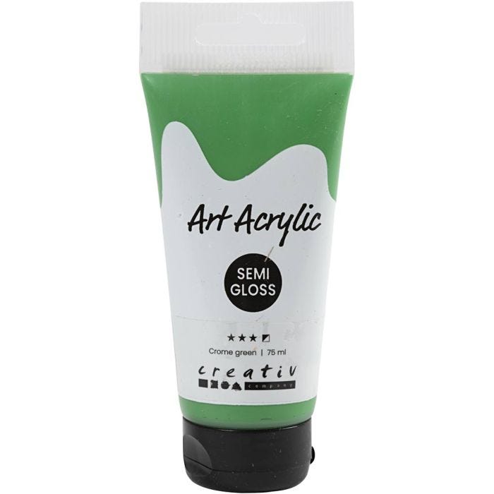 Acryl Verf, semi-glanzend, semi-dekkend, crome green, 75 ml/ 1 fles