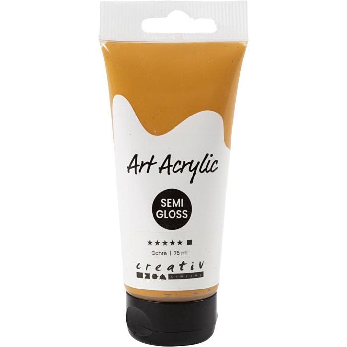 Acryl Verf, semi-glanzend, dekkend, ochre, 75 ml/ 1 fles