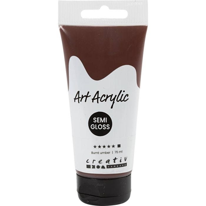 Acryl Verf, semi-glanzend, dekkend, burnt umber, 75 ml/ 1 fles