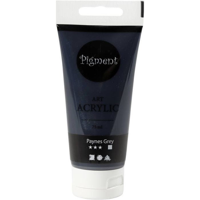 Acryl Verf, semi-glanzend, transparant, paynes grey, 75 ml/ 1 fles