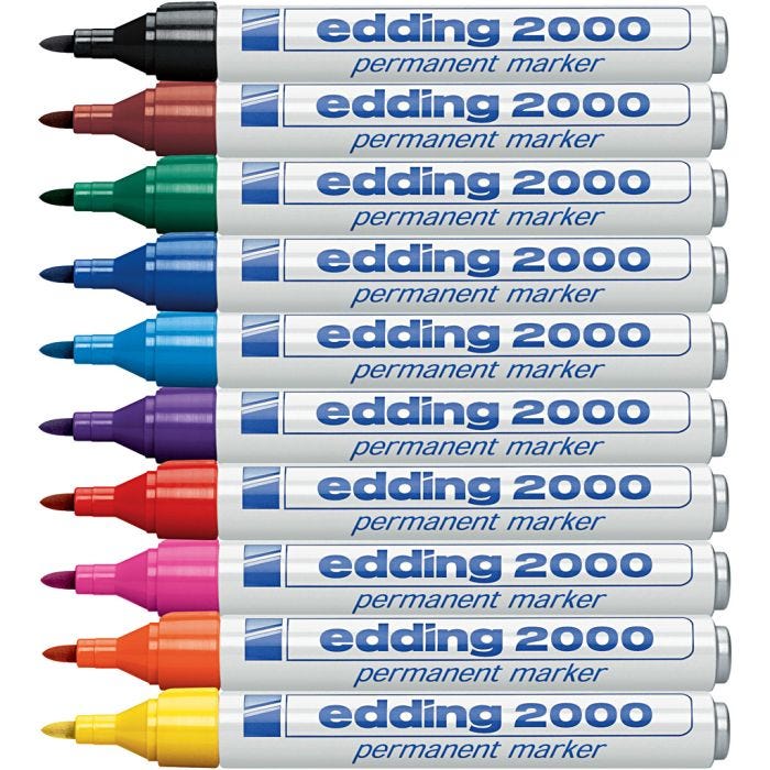 Edding Markers, lijndikte 1,5-3 mm, diverse kleuren, 10 stuk/ 1 doos