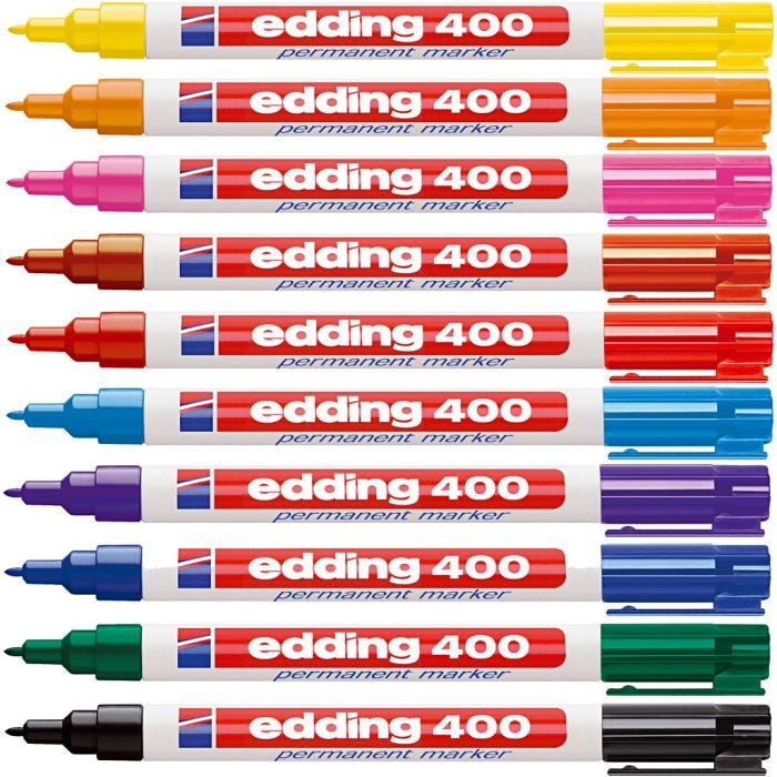 Edding Markers 400, lijndikte 1 mm, diverse kleuren, 10 stuk/ 1 doos