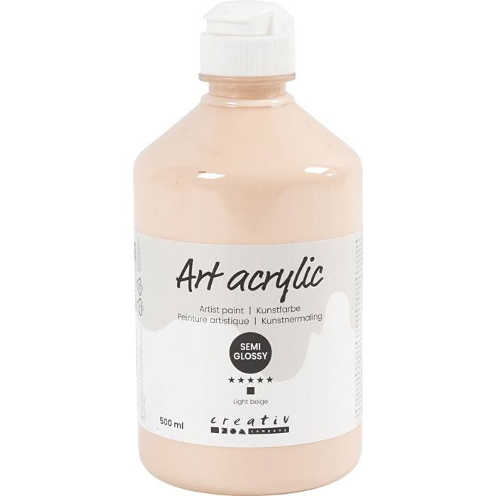 Acryl Verf, semi-glanzend, dekkend, licht beige, 500 ml/ 1 fles