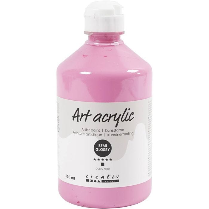 Acryl Verf, semi-glanzend, dekkend, dusty rose, 500 ml/ 1 fles