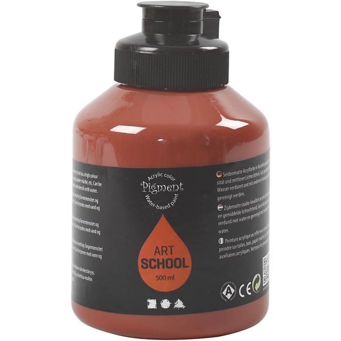 Acryl Verf, semi-glanzend, semi-transparant, burnt sienna, 500 ml/ 1 fles