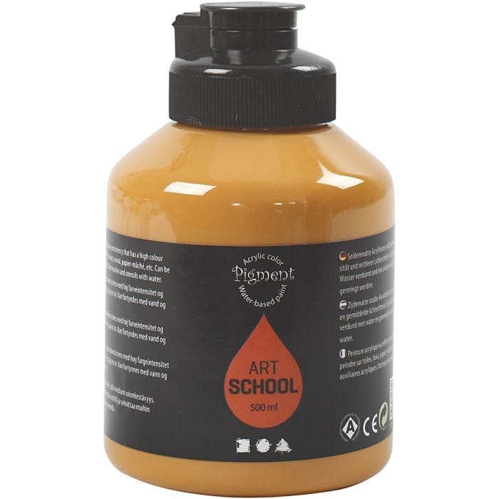 Acryl Verf, semi-glanzend, dekkend, ochre, 500 ml/ 1 fles