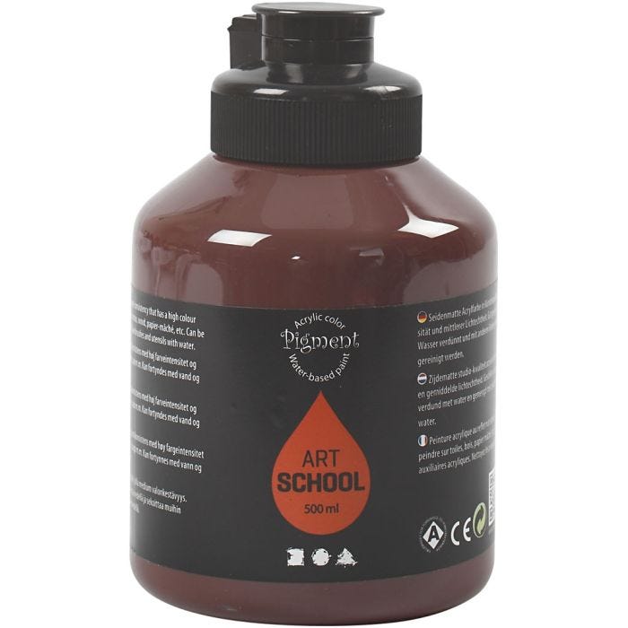 Acryl Verf, semi-glanzend, dekkend, burnt umber, 500 ml/ 1 fles