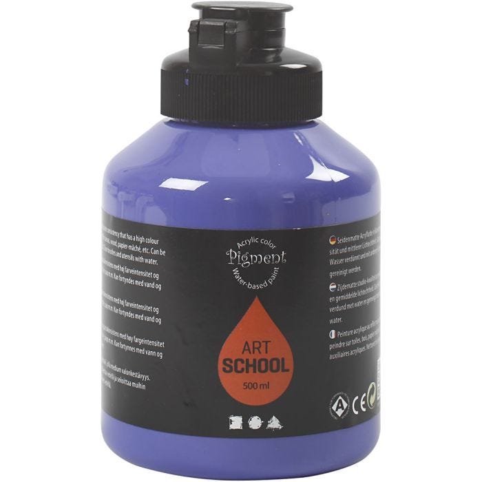 Acryl Verf, semi-glanzend, semi-transparant, violet blue, 500 ml/ 1 fles