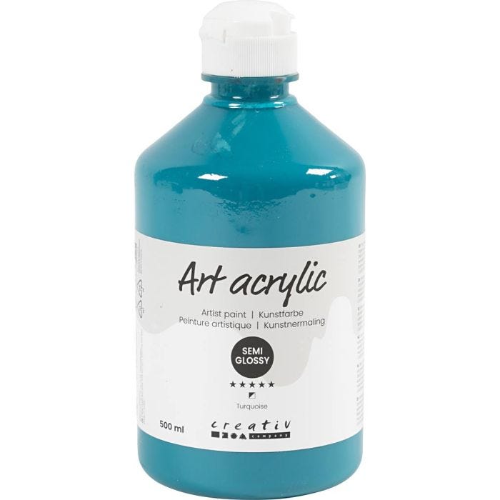 Acryl Verf, semi-glanzend, dekkend, turquoise, 500 ml/ 1 fles