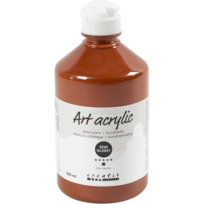 Acryl Verf, semi-glanzend, dekkend, raw sienna, 500 ml/ 1 fles