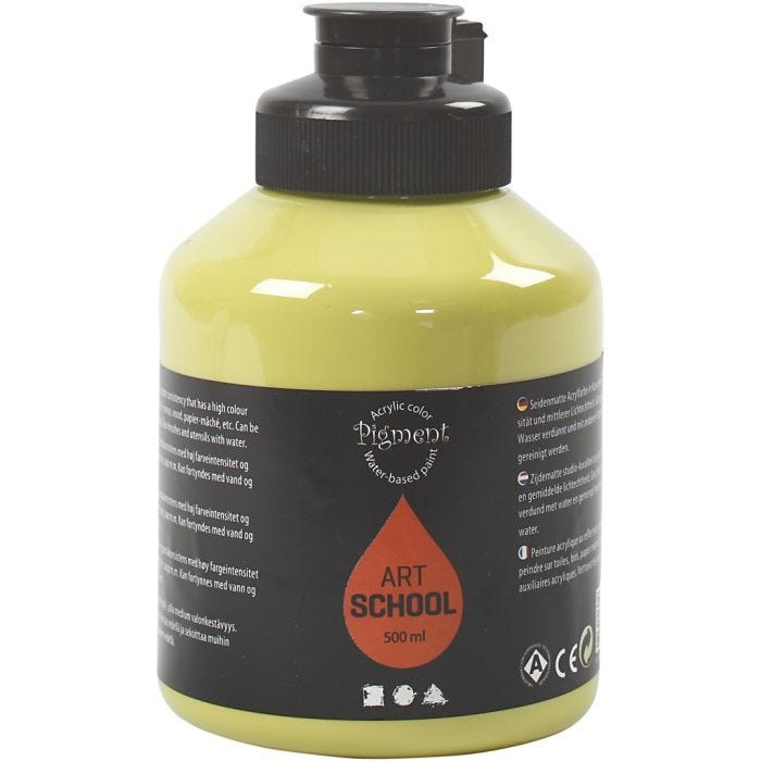 Acryl Verf, semi-glanzend, semi-transparant, kiwi, 500 ml/ 1 fles
