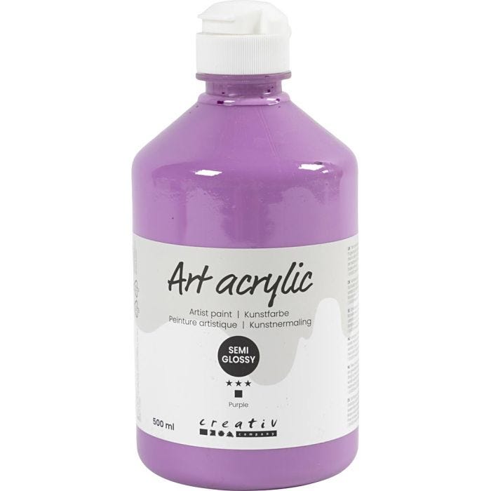Acryl Verf, semi-glanzend, dekkend, paars, 500 ml/ 1 fles