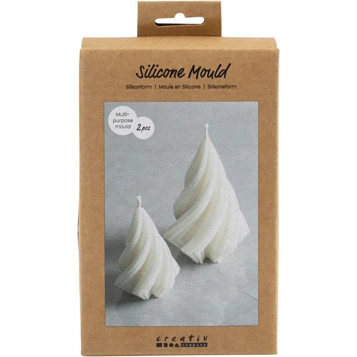 Siliconen Vorm, Kerstbomen, H: 8+11 cm, d 5+7 cm, 2 stuk/ 1 doos
