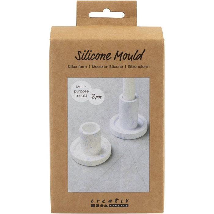 Siliconen vormen, Kandelaar, H: 6,5+7,5 cm, d 7,3 cm, 2 stuk/ 1 doos