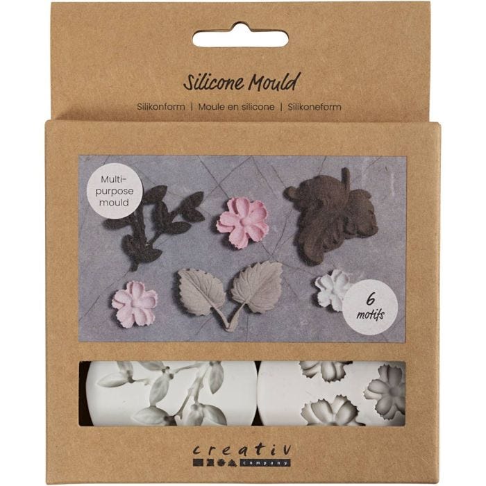 Siliconen vormen, Bladeren en bloemen, H: 0,5 cm, L: 1,8-4,5 cm, 4stuk/ 1 stuk