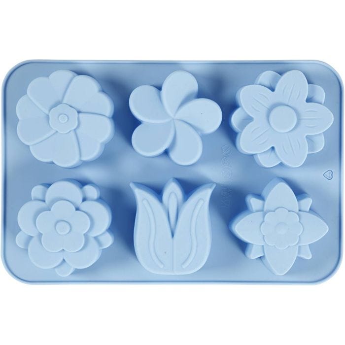 Siliconen vormen, bloemen, H: 2,6 cm, L: 6 cm, B: 7,5 cm, 75 ml, 1 stuk